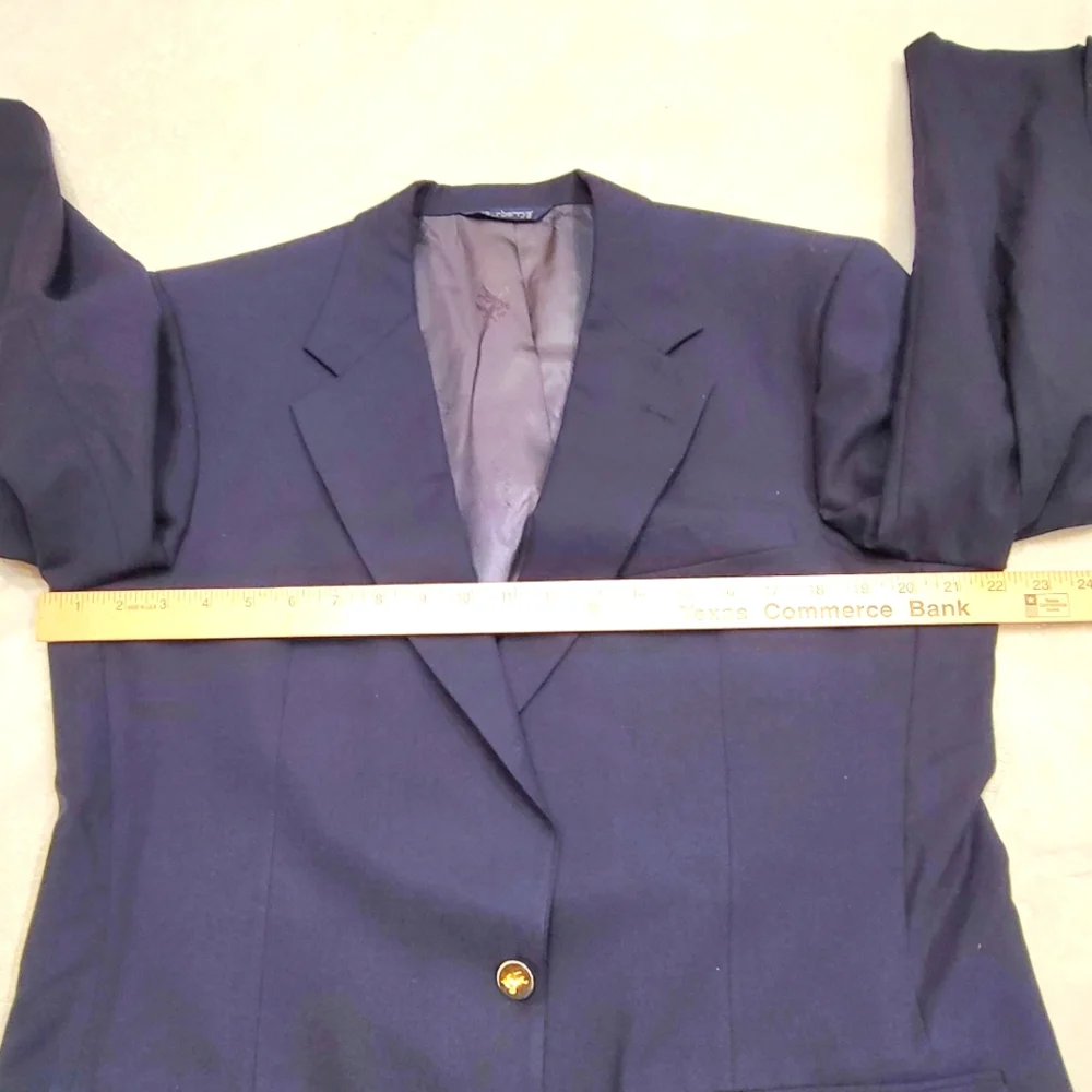 Men's Vintage Burberry Navy Suit Jacket Preppy‎ Ivy League Old Money - Read